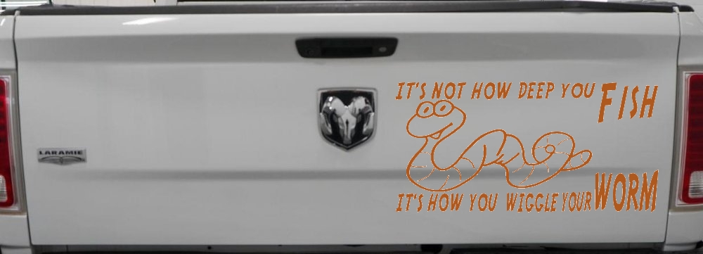 It's Not How Deep You Fish It's How You Wiggle Your Worm Funny Fishing Car or Truck Window Decal Sticker