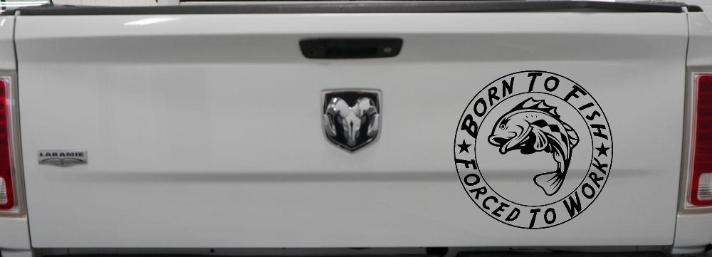 Born To Fish Forced To Work Fishing Car or Truck Window Decal Sticker
