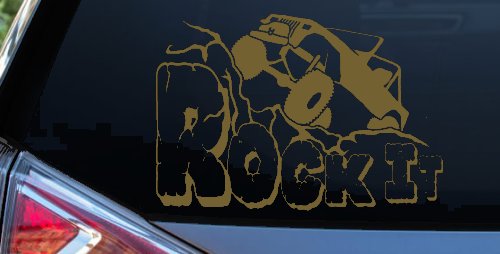 Rock It Rock Crawler Off Road Car or Truck Window Decal Sticker (Gold)