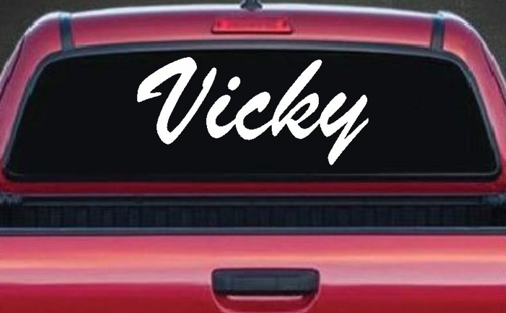 Vicky Car Truck Window Decal Sticker Vinyl Personalized Auto Decor (White)