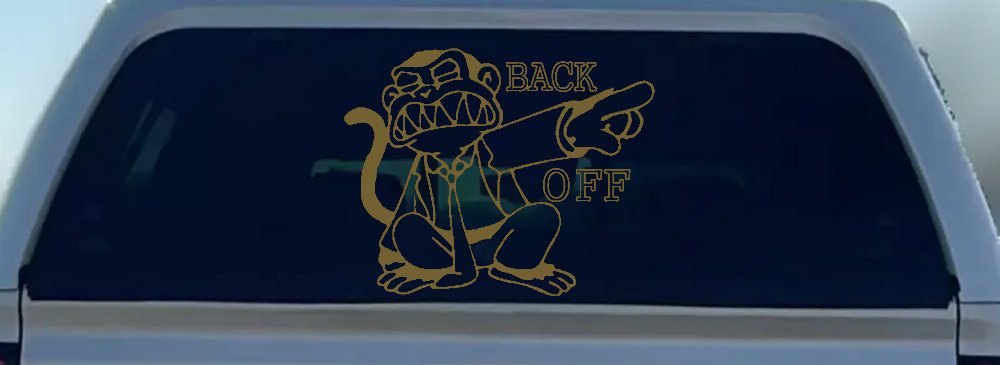 Evil Monkey Back Off Car Truck Window Vinyl Decal Sticker Fun Warning (Gold)