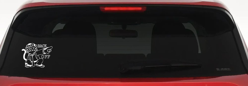 Evil Monkey Back Off Car Truck Window Vinyl Decal Sticker Fun Warning (White)