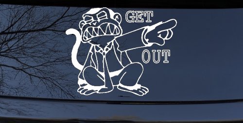 Funny Evil Monkey Car Truck Window Vinyl Decal Sticker Prank (White)