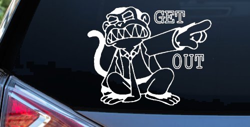 Funny Evil Monkey Car Truck Window Vinyl Decal Sticker Prank (White)