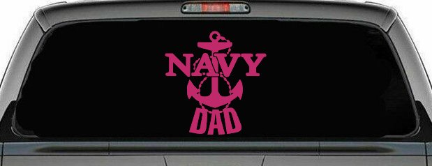 Navy Dad Military Car or Truck Window Decal Sticker (Hot Pink)
