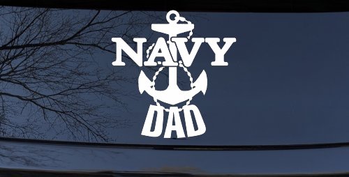 Navy Dad Military Car or Truck Window Decal Sticker (White)