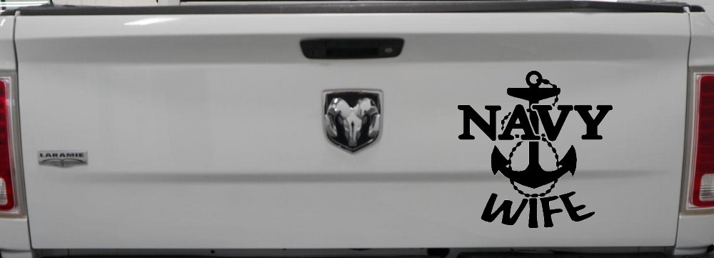 Navy Wife Military Car or Truck Window Decal Sticker (Black)