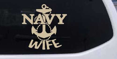 Navy Wife Military Car or Truck Window Decal Sticker (Desert Sand)