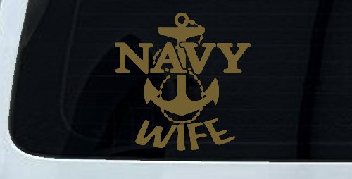Navy Wife Military Car or Truck Window Decal Sticker (Gold)