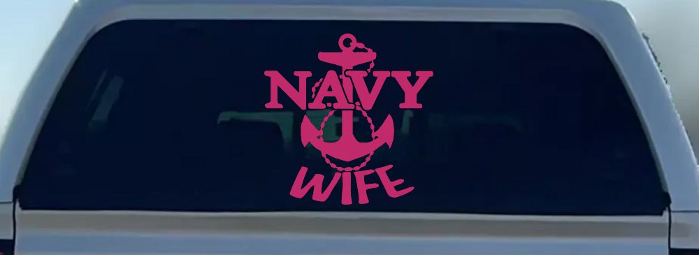 Navy Wife Military Car or Truck Window Decal Sticker (Hot Pink)