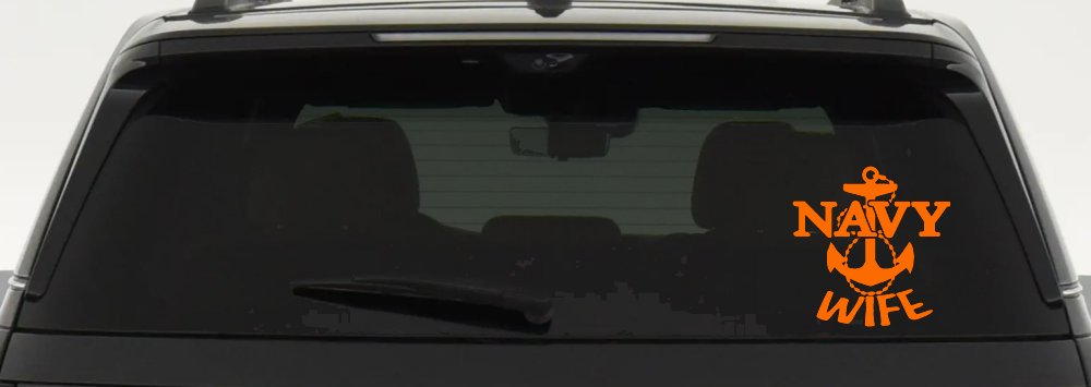 Navy Wife Military Car or Truck Window Decal Sticker (Orange)