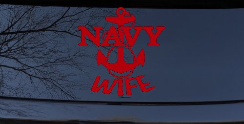 Navy Wife Military Car or Truck Window Decal Sticker (Red)