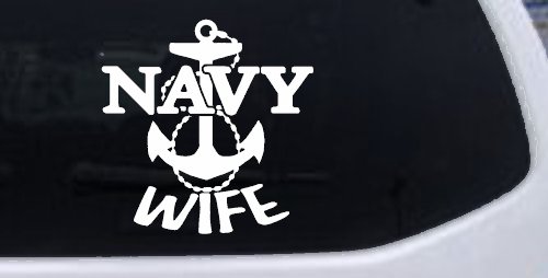 Navy Wife Military Car or Truck Window Decal Sticker (White)