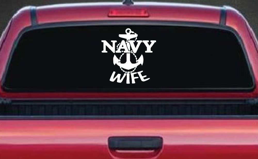 Navy Wife Military Car or Truck Window Decal Sticker (White)