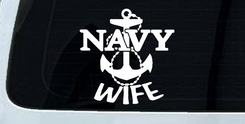 Navy Wife Military Car Truck Window Vinyl Decal Sticker (White)