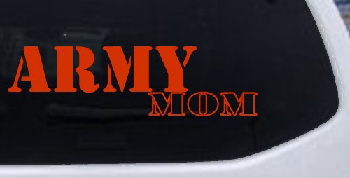 Army Mom Military Car or Truck Window Decal Sticker (Orange Red)