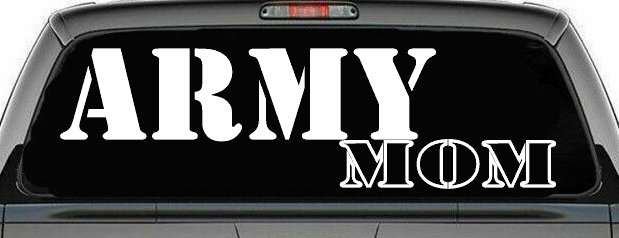 Army Mom Military Car or Truck Window Decal Sticker (White)