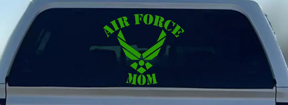 Air Force Mom Military Car or Truck Window Decal Sticker (Lime)