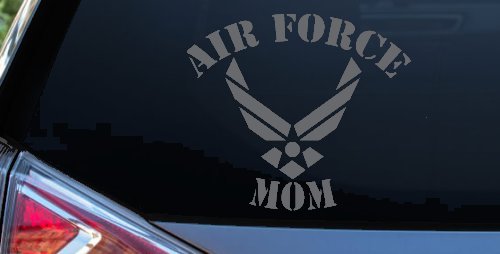 Air Force Mom Military Car or Truck Window Decal Sticker (Silver)