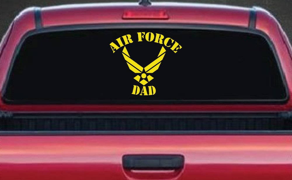 Air Force Dad Military Car or Truck Window Decal Sticker (Yellow)