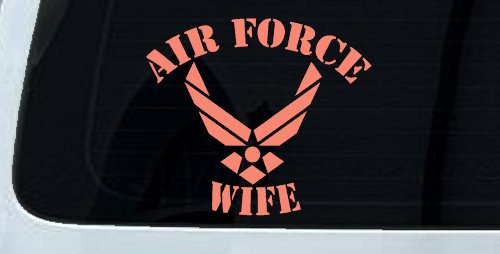 Air Force Wife Military Car or Truck Window Decal Sticker (Coral)