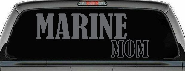 Marine Mom Military Car or Truck Window Decal Sticker (Silver)