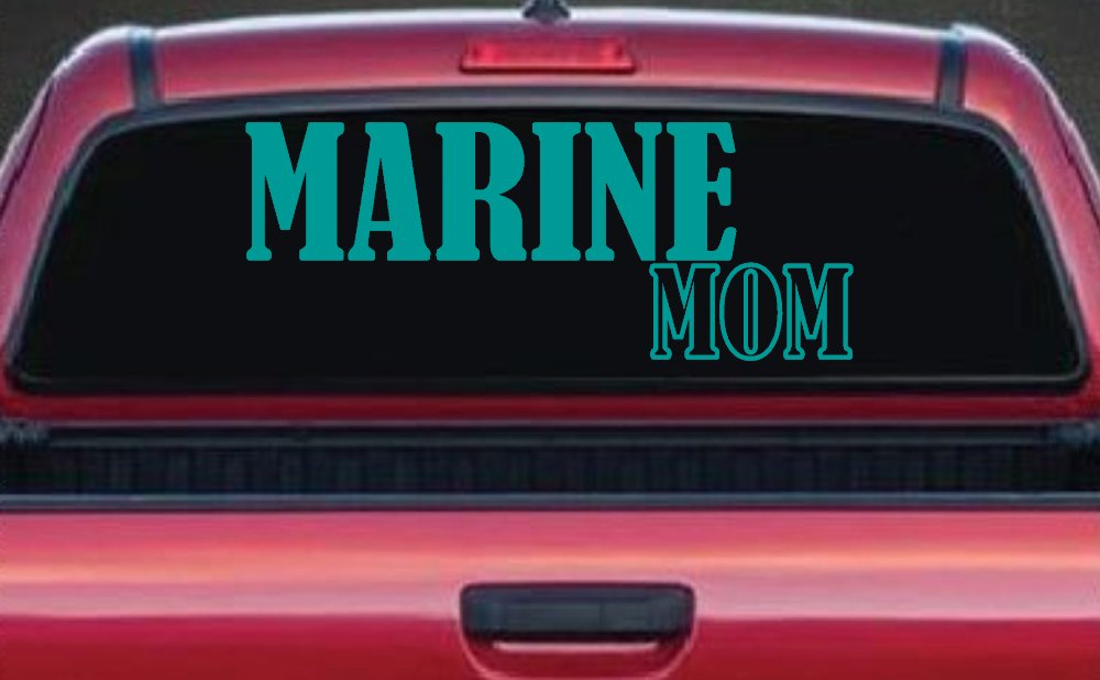 Marine Mom Military Car or Truck Window Decal Sticker (Turquoise)