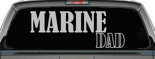 Marine Dad Military Car or Truck Window Decal Sticker (Light Gray)