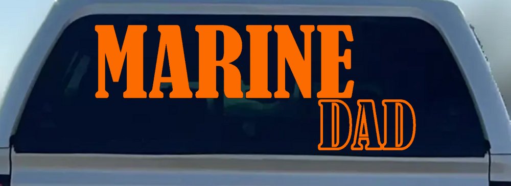 Marine Dad Military Car or Truck Window Decal Sticker (Orange)