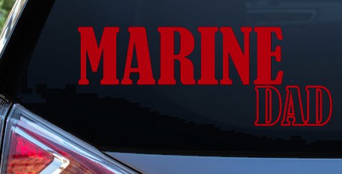 Marine Dad Military Car or Truck Window Decal Sticker (Red)