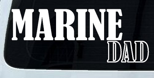 Marine Dad Military Car or Truck Window Decal Sticker (White)