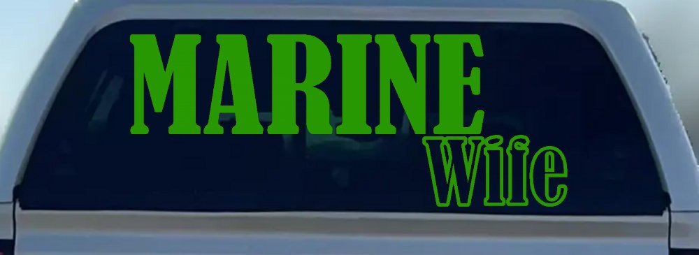 Marine Wife Military Car or Truck Window Decal Sticker (Lime)