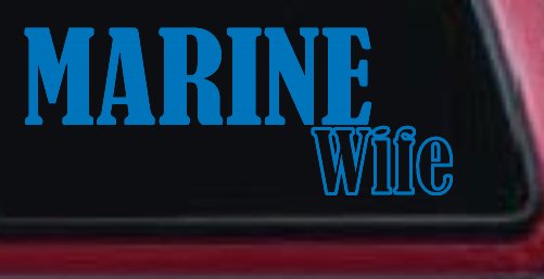Marine Wife Military Car or Truck Window Decal Sticker (Sky Blue)