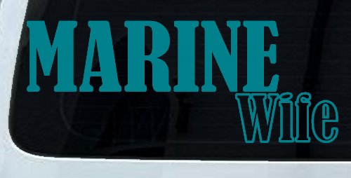Marine Wife Military Car or Truck Window Decal Sticker (Turquoise Blue)