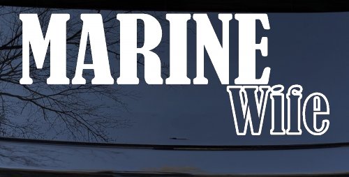 Marine Wife Military Car or Truck Window Decal Sticker (White)