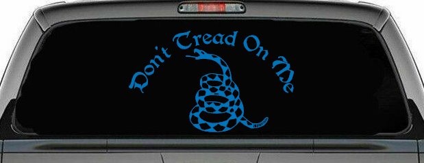 Gadsden Flag Don't Tread On Me Guns and Freedom Car or Truck Window Decal Sticker (Sky Blue)