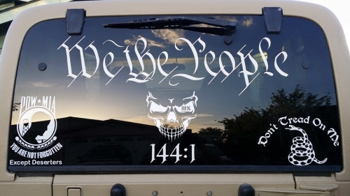 Gadsden Flag Don't Tread On Me Guns and Freedom Car or Truck Window Decal Sticker