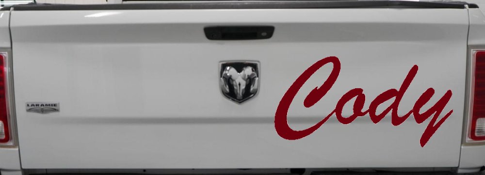 Cody Car Truck Window Vinyl Decal Sticker Custom Name (Burgundy)