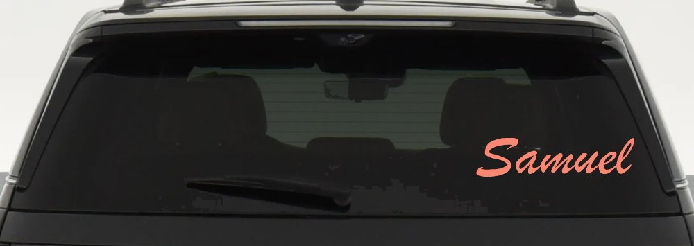 Samuel Window Decal for Cars Trucks - Personalized Vinyl Sticker (Coral)