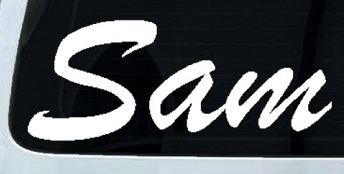 Sam Custom Vinyl Decal for Car & Truck Windows Personalized Sticker (White)
