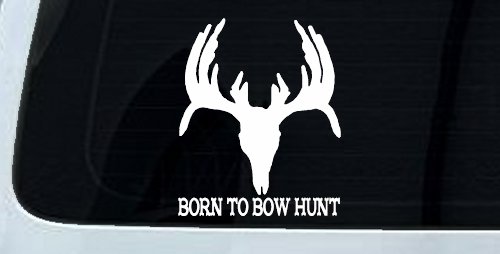 Born To Bow Hunt Deer Decal - Car Truck Window Vinyl Sticker (White)