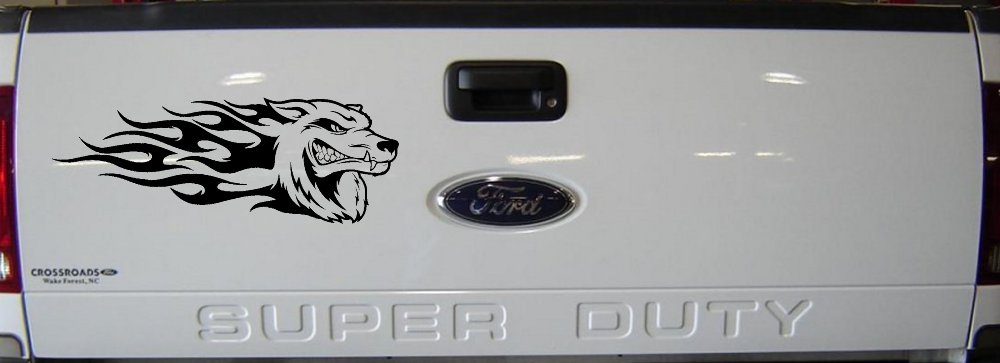 Wolf With Tribal Flames Car or Truck Window Decal Sticker