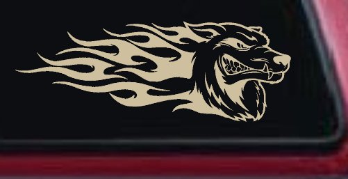 Wolf With Tribal Flames Car or Truck Window Decal Sticker