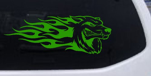 Wolf With Tribal Flames Car or Truck Window Decal Sticker