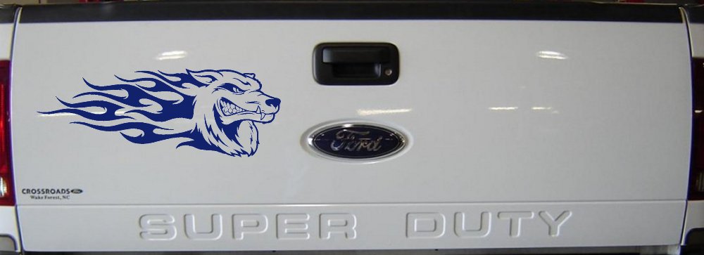 Wolf With Tribal Flames Car or Truck Window Decal Sticker