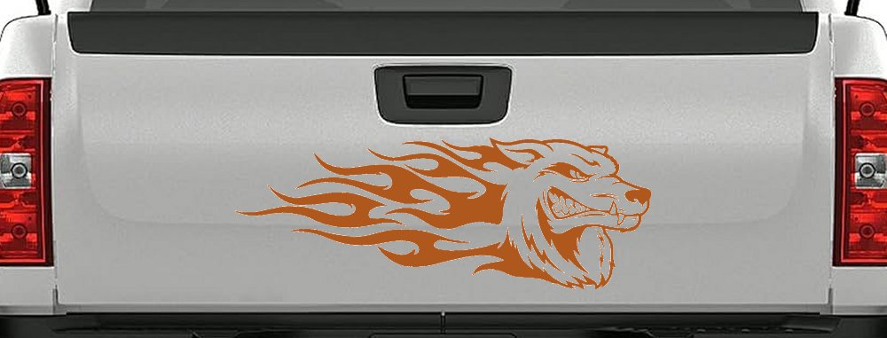 Wolf With Tribal Flames Car or Truck Window Decal Sticker