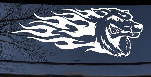 Wolf With Tribal Flames Car or Truck Window Decal Sticker