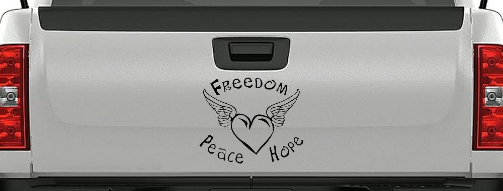 Freedom Peace Hope Heart With Wings Car or Truck Window Decal Sticker
