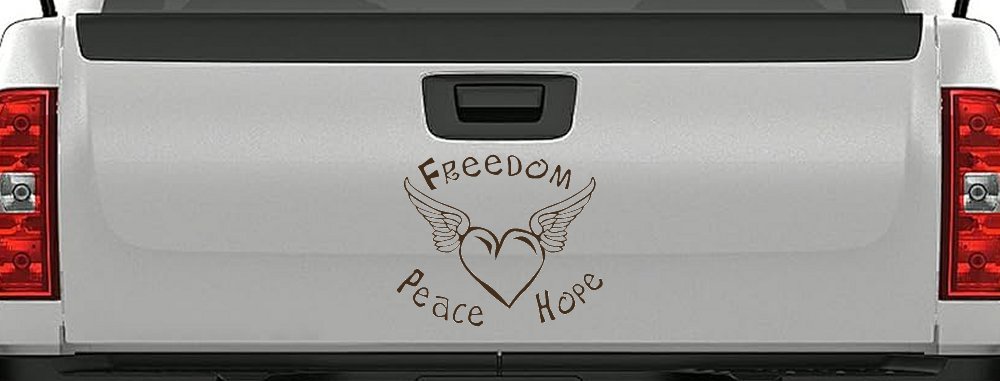 Freedom Peace Hope Heart With Wings Car or Truck Window Decal Sticker