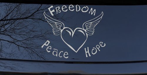 Freedom Peace Hope Heart With Wings Car or Truck Window Decal Sticker